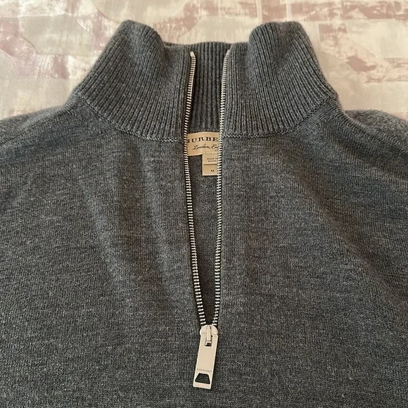 Burberry mock neck sweater in grey merino wool - Picture 2 of 5